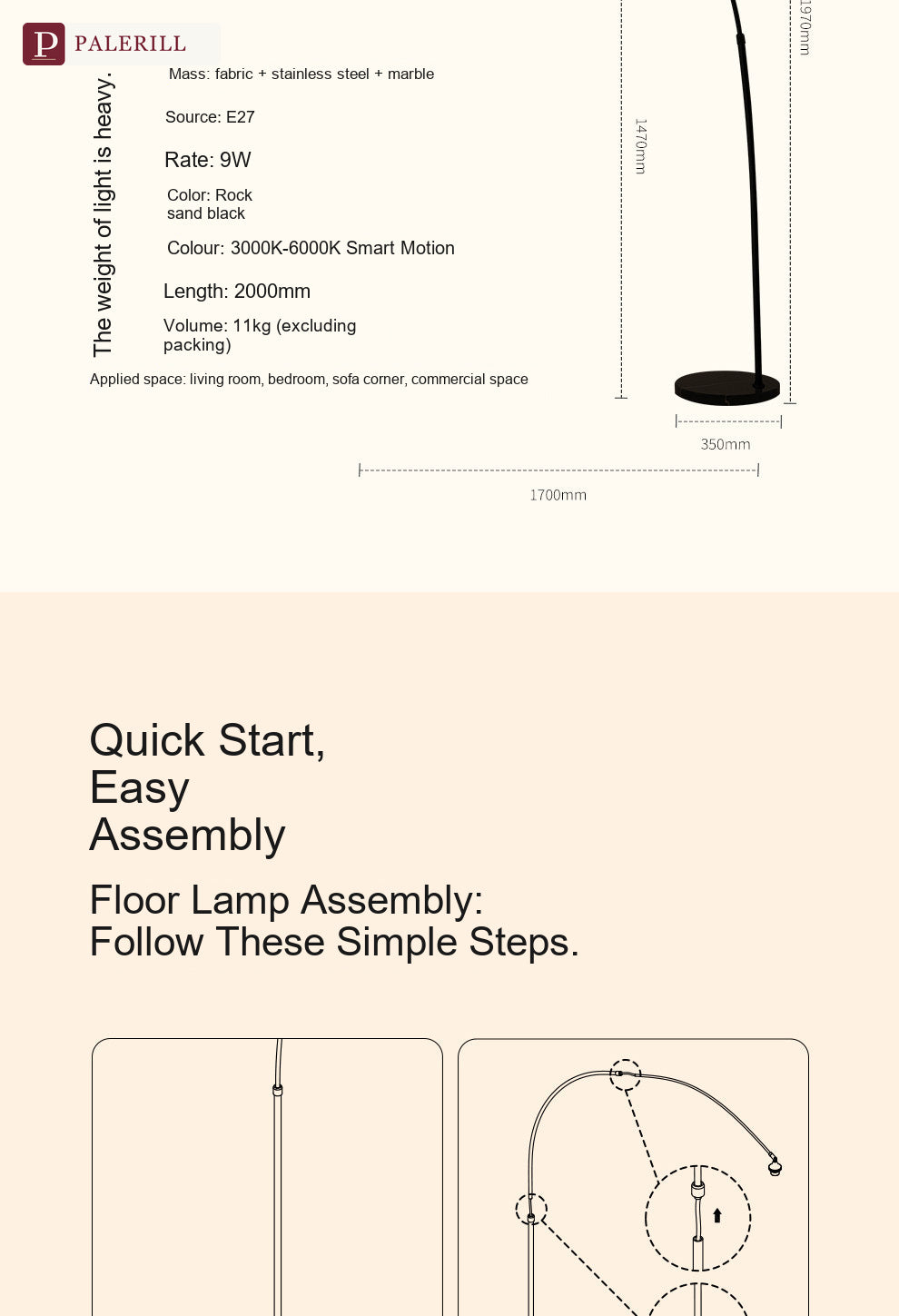 PALERILL | Italian Luxury Arc Floor Lamp