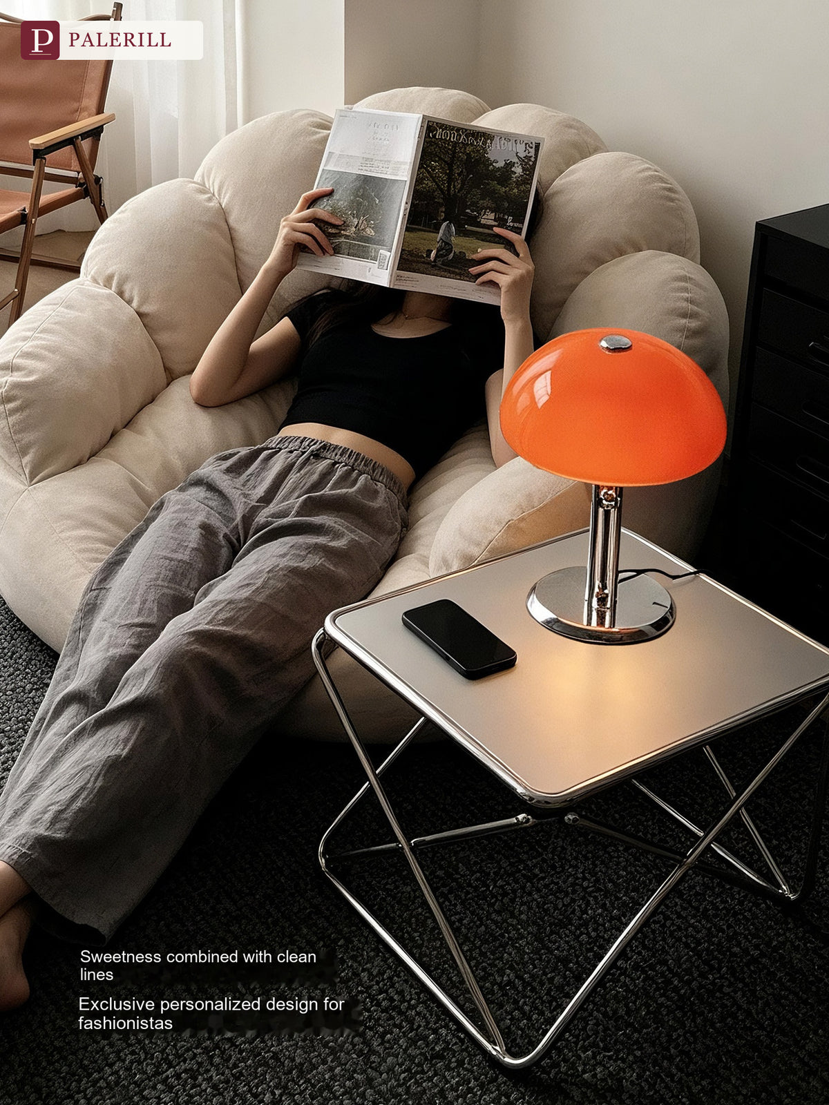 PALERILL | Bauhaus Mushroom Table Lamp, Pumpkin Style