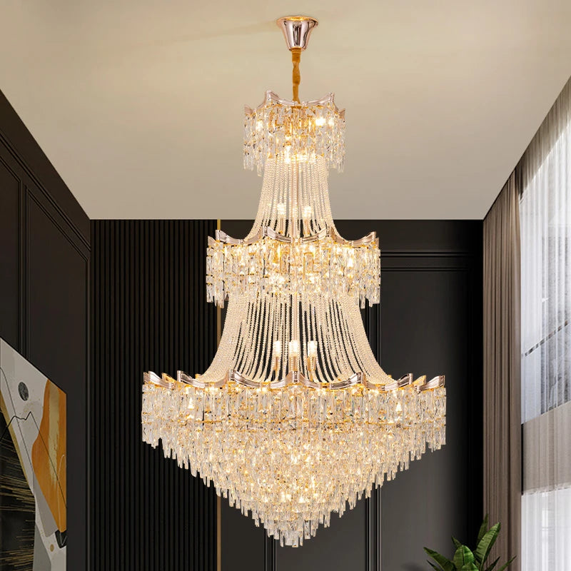 AM0001 · Modern Stairwell Crystal Chandelier for Double-Height Spaces · 6 Configurations — AM0001, view 2
