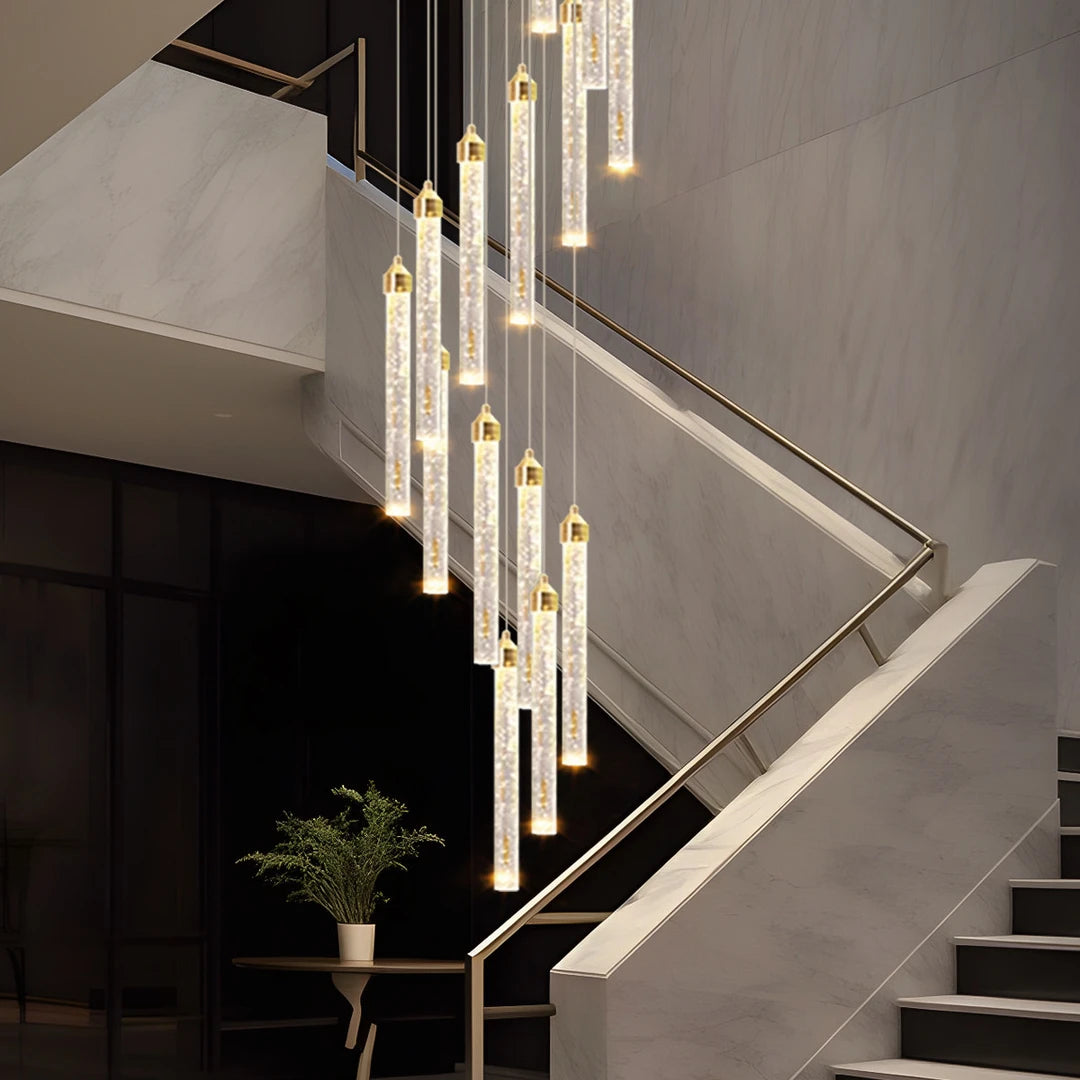 AM0012 · Modern Stairwell Extended-Drop Crystal Chandelier for Double-Height Spaces — AM0012, view 2
