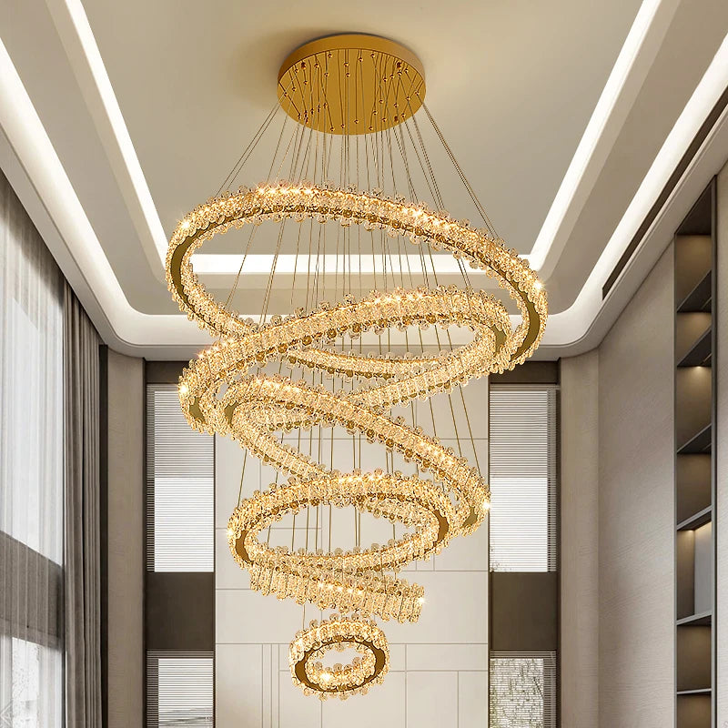 AM0130 · Modern Minimalist Stairwell Ring Composition Crystal Chandelier — AM0130, view 2