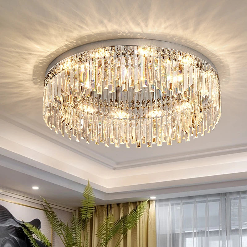 AM0097 · Modern Minimalist Crystal Flush Mount Round Ceiling Light for Bedrooms — AM0097, view 2