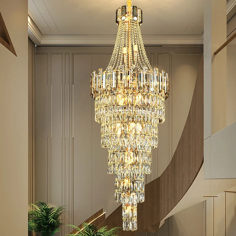 AM0039 · Modern Minimalist Stairwell Crystal Chandelier for Double-Height Spaces — AM0039, view 2