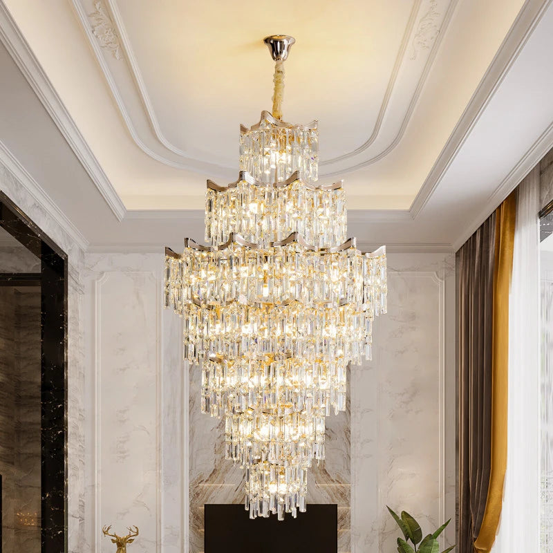 AM0015 · Minimalist Stairwell Extended-Drop Crystal Chandelier for Double-Height Spaces — AM0015, view 2