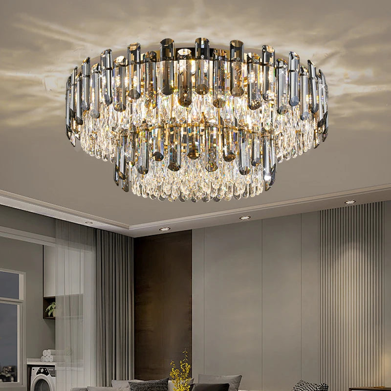 AM0127 · Modern Minimalist Round Crystal Flush Mount Ceiling Light for Bedrooms — AM0127, view 2