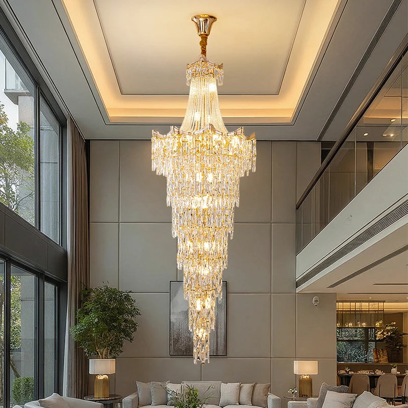 AM0006 · Minimalist Stairwell Crystal Chandelier for Double-Height Spaces · 9 Configurations — AM0006, view 2