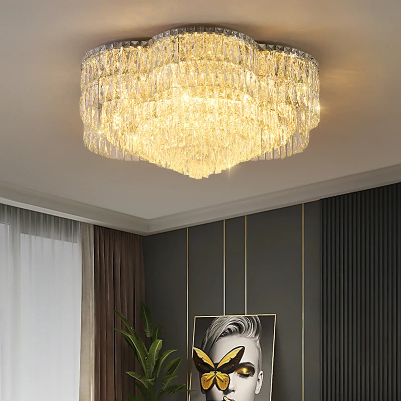 AM0050 · Crystal Flush Mount Tiered Composition Ceiling Light for Bedrooms — AM0050, view 2