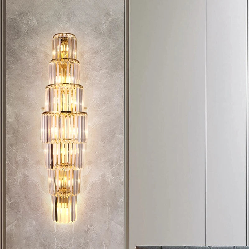 AM0080 · Crystal Wall Sconce Tiered Composition Wall Light for Double-Height Spaces — AM0080, view 2