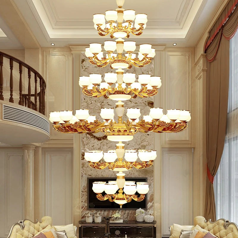AM0018 · Stairwell Contemporary Chinese Zinc Alloy Chandelier for Double-Height Spaces — AM0018, view 2