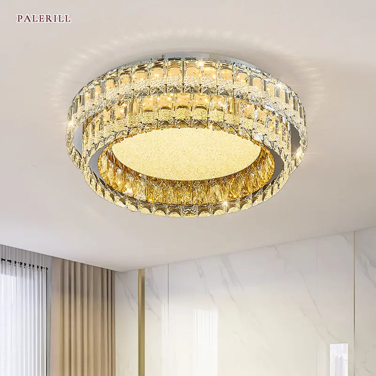 AM0468 — Luxury Round Crystal Ceiling Light for Bedrooms