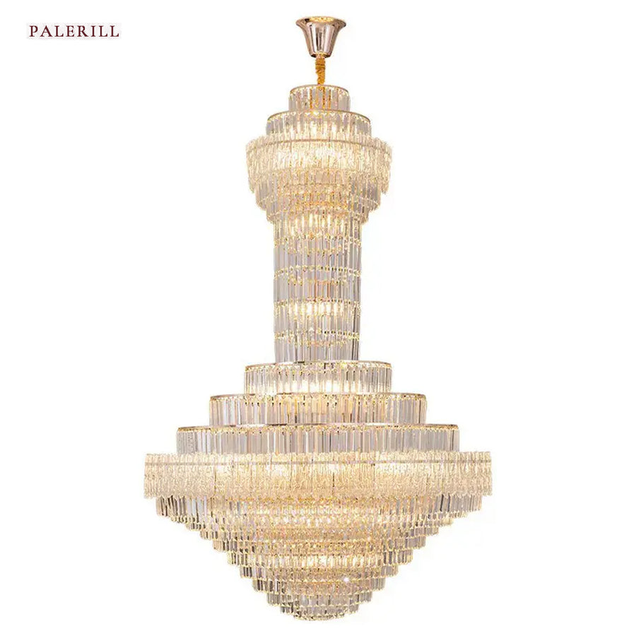 AM0564 — Light Luxury Linear Crystal Chandelier for Living Rooms
