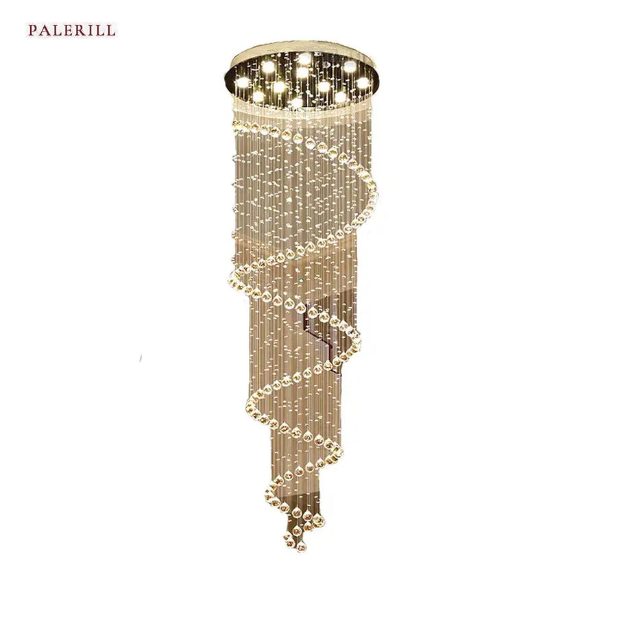 AM0496 — Spiral Staircase Crystal Chandelier for Stairwells
