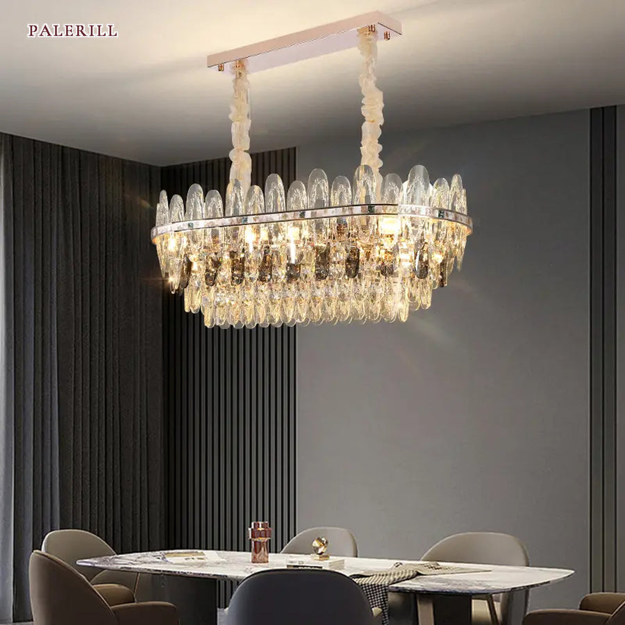 AM0628 — Light Luxury Shell K9 Crystal Chandelier for Living Rooms