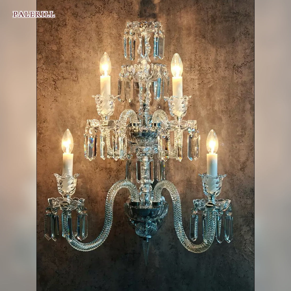 AM0857 — French Crystal Stainless Steel Wall Light for Tea Rooms & Hotels