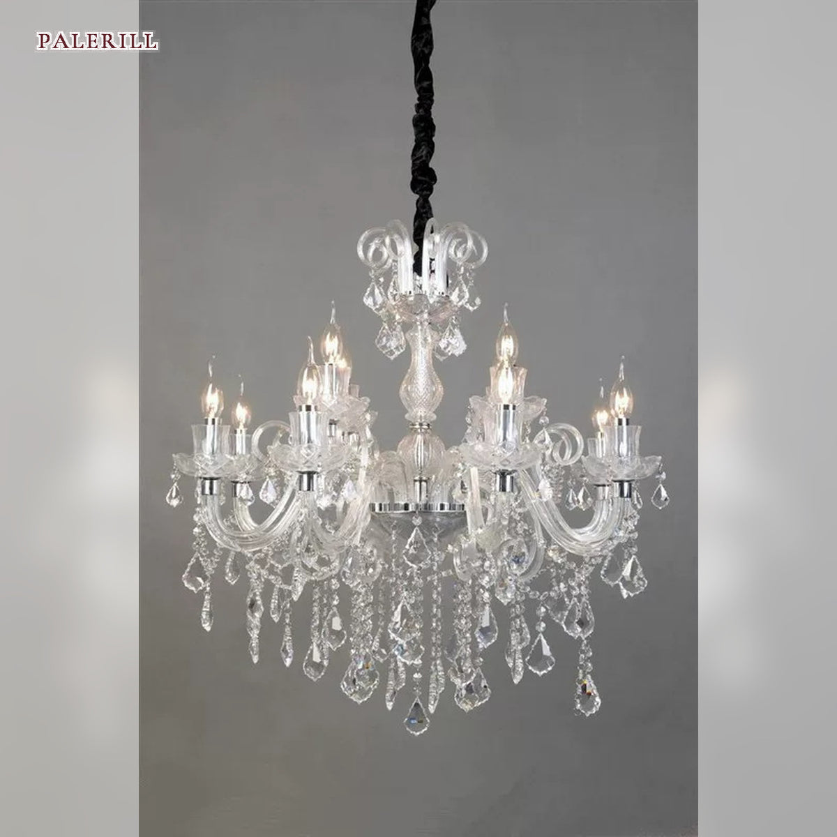 AM0789 — Modern Minimalist Candle Crystal Metal Chandelier for Bedrooms & Studies