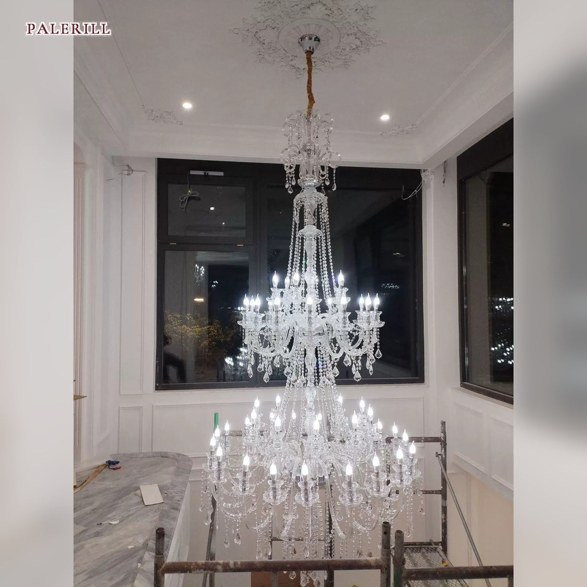 AM0863 — European Stairwell Stainless Steel Chandelier for Loft Spaces & Duplex Spaces