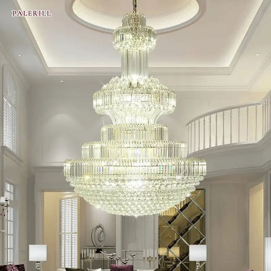 AM0477 — Light Luxury Stairwell Crystal Chandelier for Living Rooms