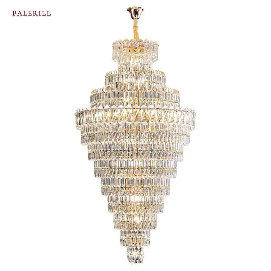 AM0584 — Light Luxury Stairwell Crystal Chandelier for Living Rooms