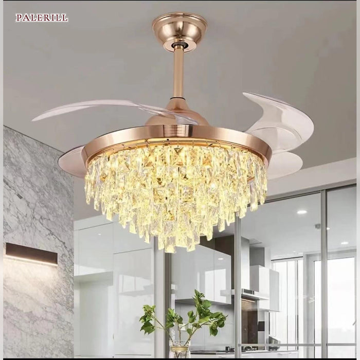 Grand Luxury Crystal Ceiling Fan Light for Dining Room / Bedroom — AM0641