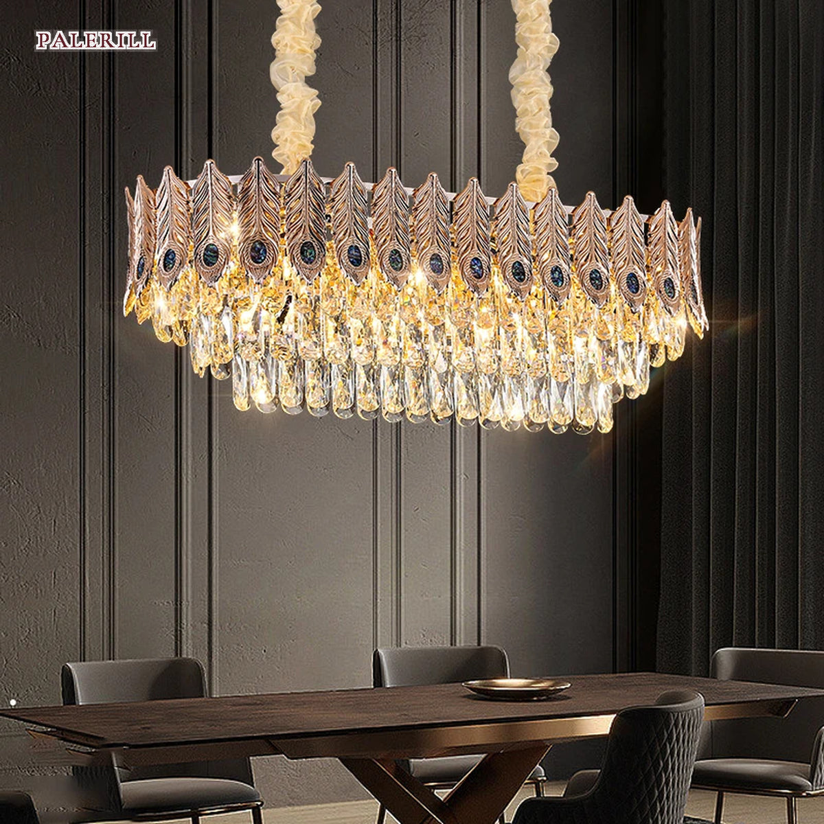 AM0579 — Postmodern Peacock Crystal Chandelier for Living Rooms