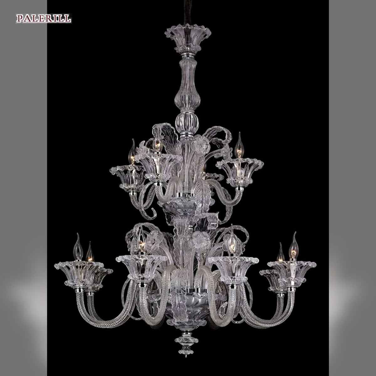 AM0856 — French Cream Glass Chandelier for Hotels & Ballrooms