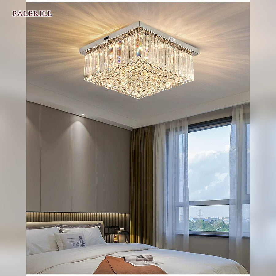 AM0518 — Light Luxury Square Crystal Ceiling Light for Living Rooms