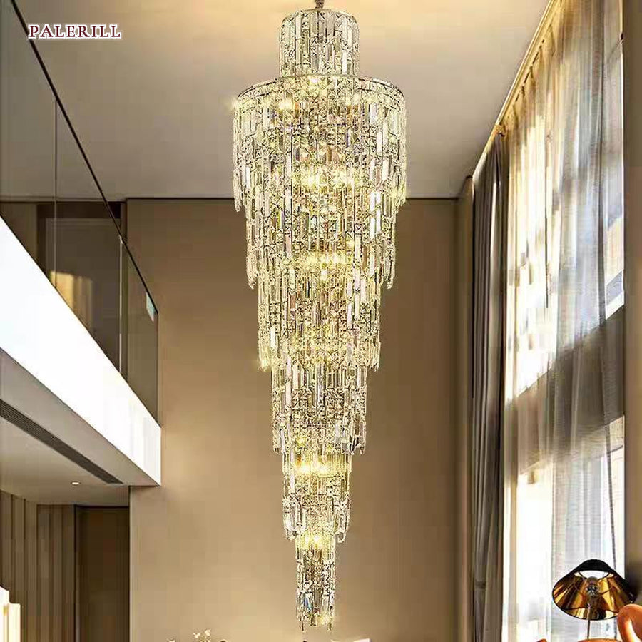 AM0502 — European Spiral Staircase Crystal Chandelier for Living Rooms