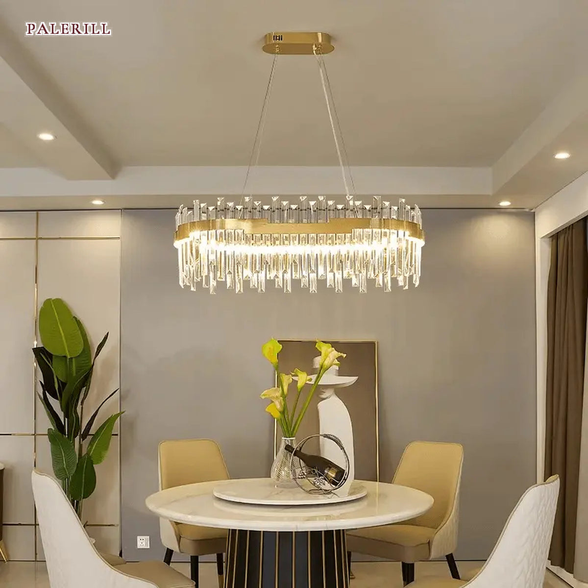 AM0571 — Modern Minimalist Round Crystal Chandelier for Living Rooms