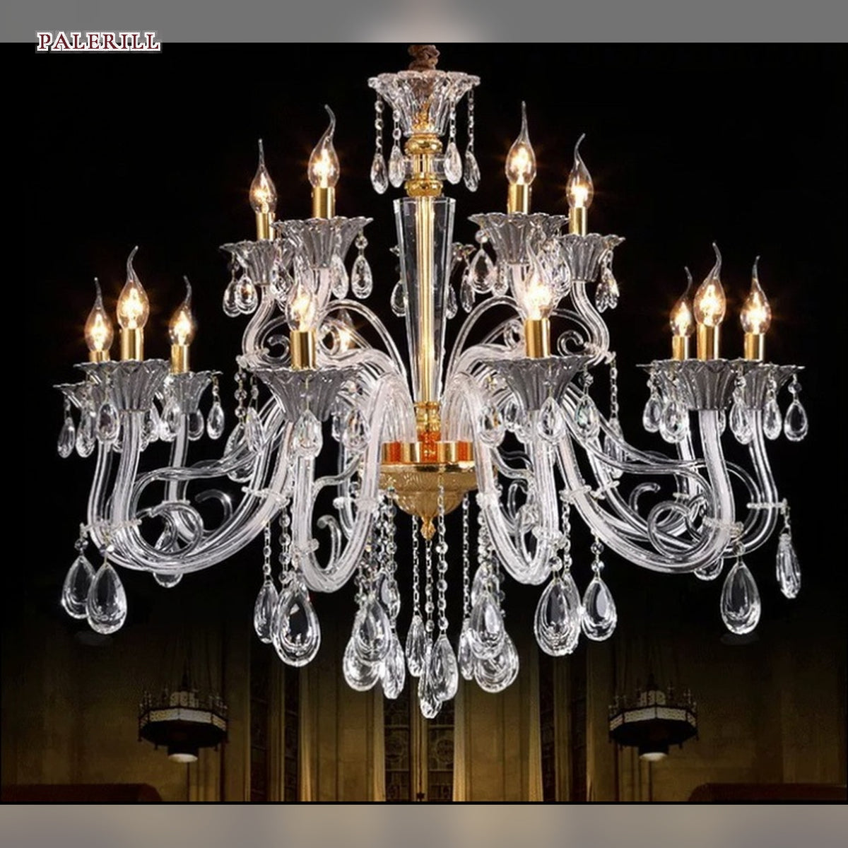 AM0759 — European Candle Crystal Chandelier for Retail Spaces & Gym Spaces