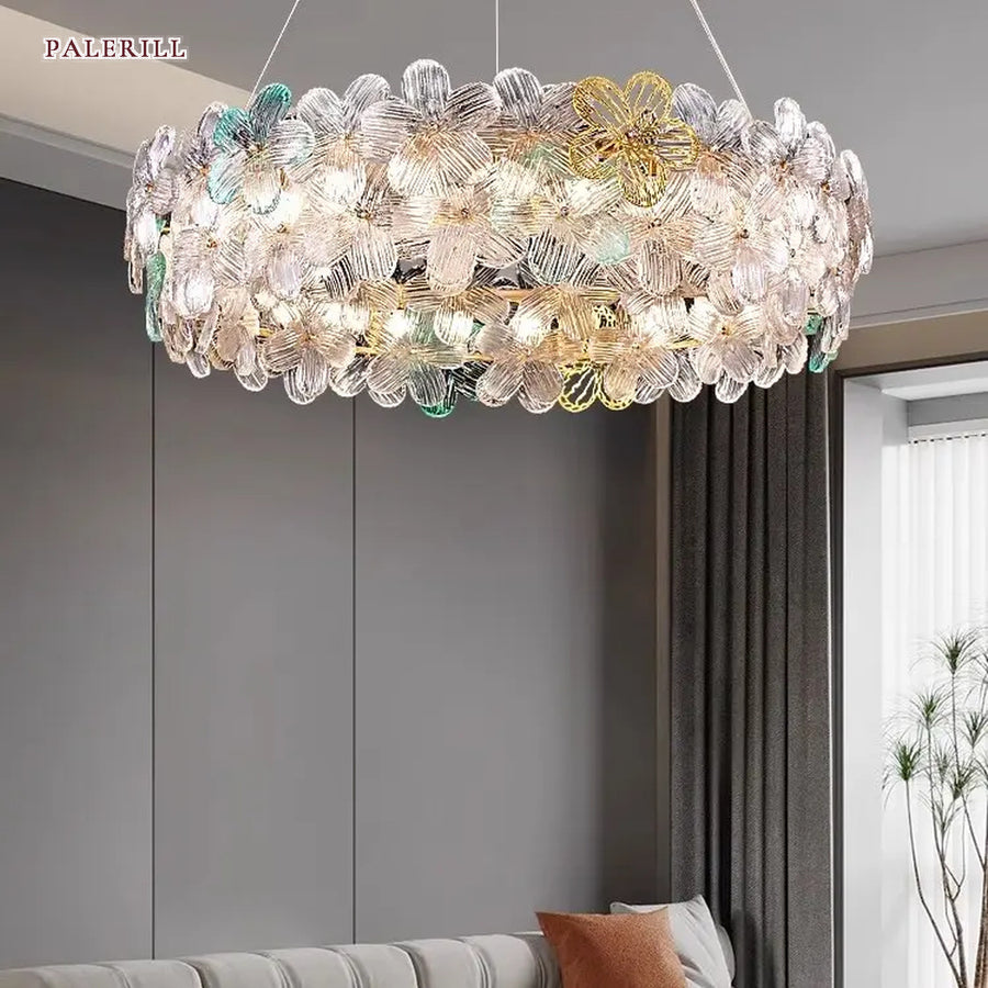 AM0662 — Light Luxury Floral Crystal Chandelier for Living Rooms