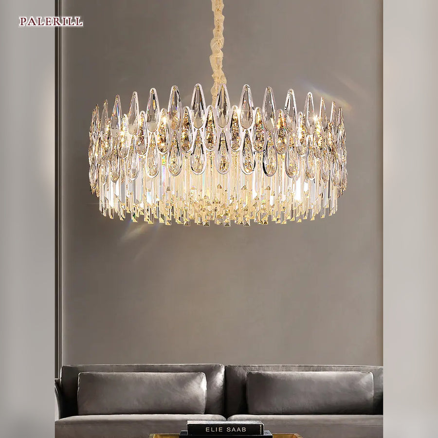 AM0638 — Light Luxury Round Crystal Chandelier for Living Rooms