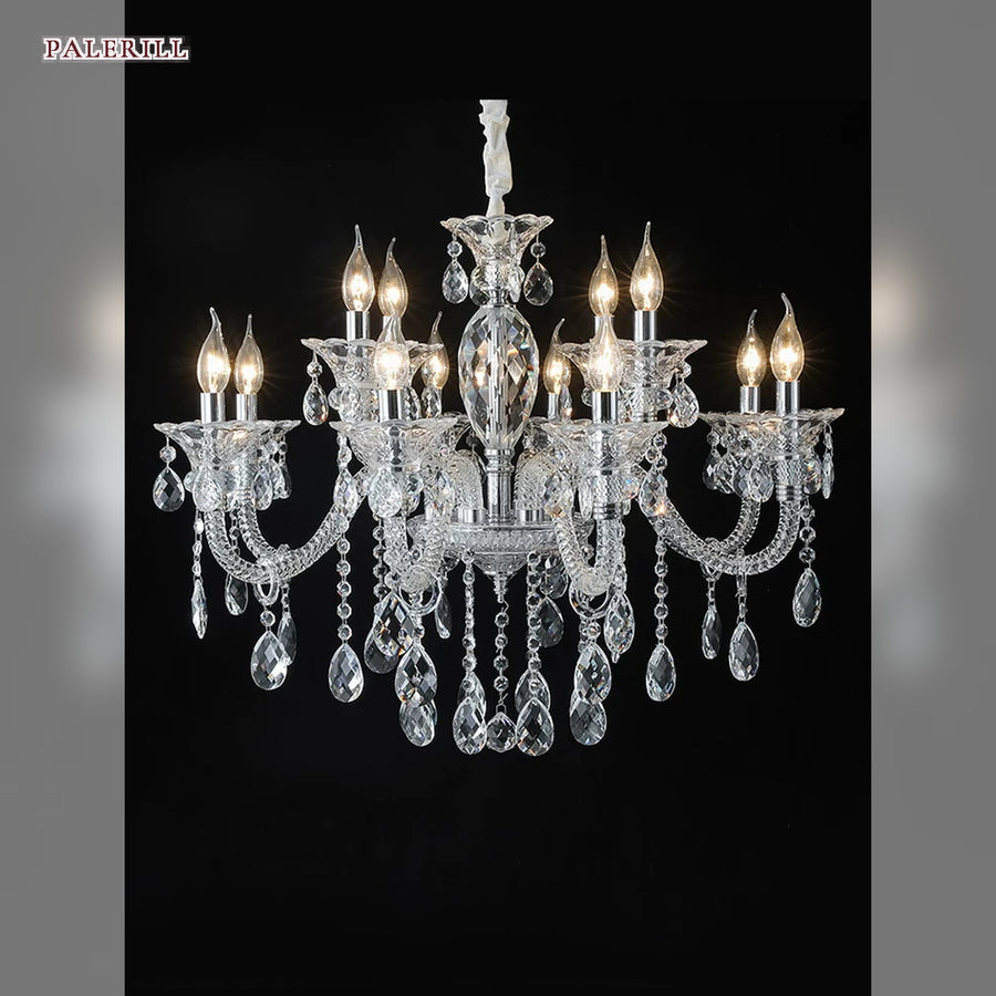 AM0840 — French Grand Hall Crystal Stainless Steel Chandelier for Living Rooms & Dining Rooms