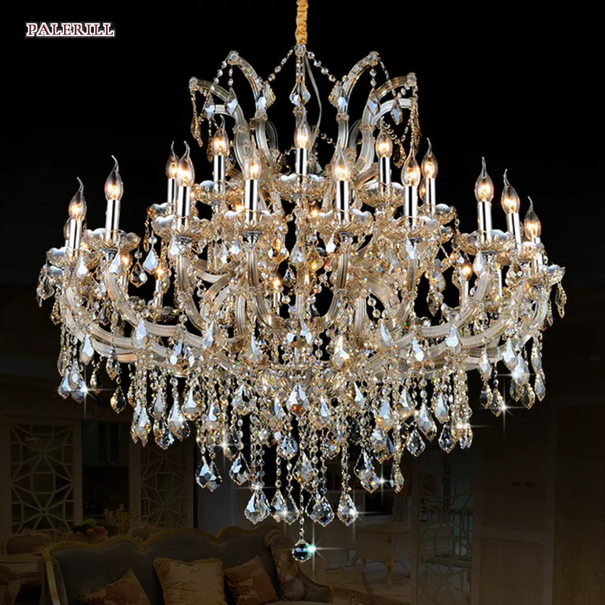 AM0823 — European Stairwell Duplex Crystal Chandelier for Retail Spaces & Gym Spaces