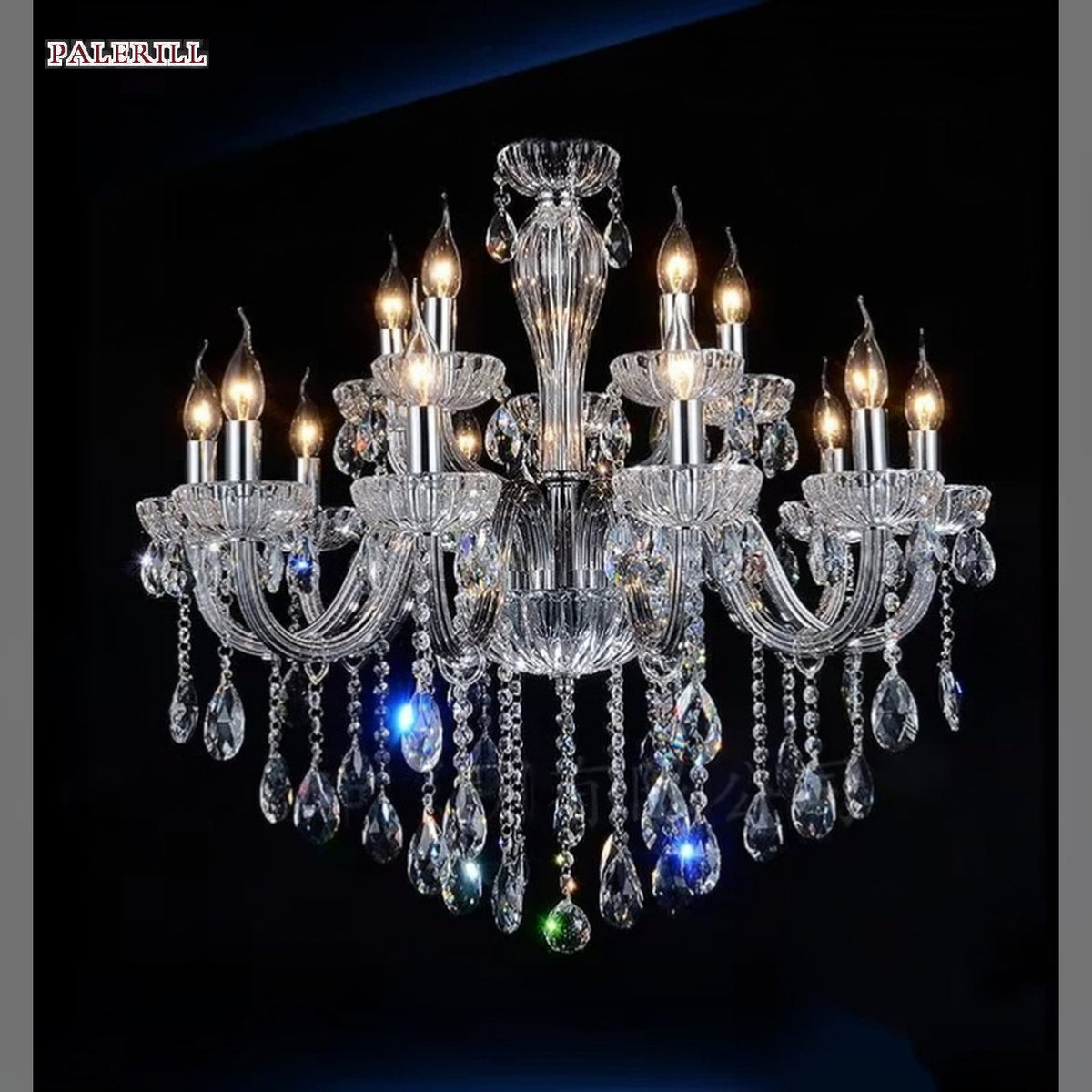 AM0751 — European Candle Crystal Stainless Steel Chandelier for Offices