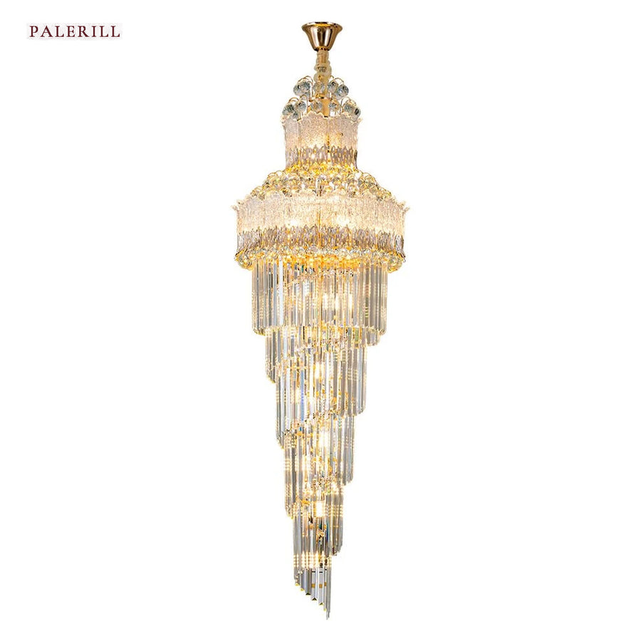 AM0685 — Modern Minimalist Stairwell Crystal Chandelier for Living Rooms