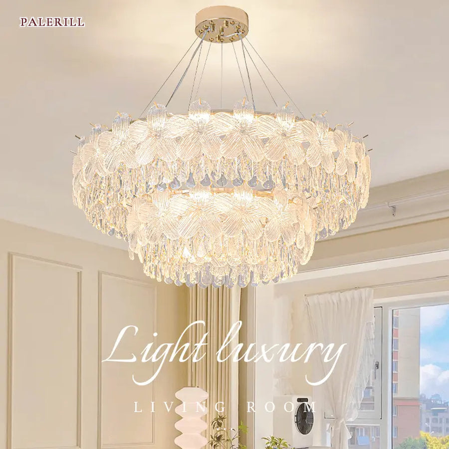 AM0644 — Light Luxury Floral Crystal Chandelier for Living Rooms