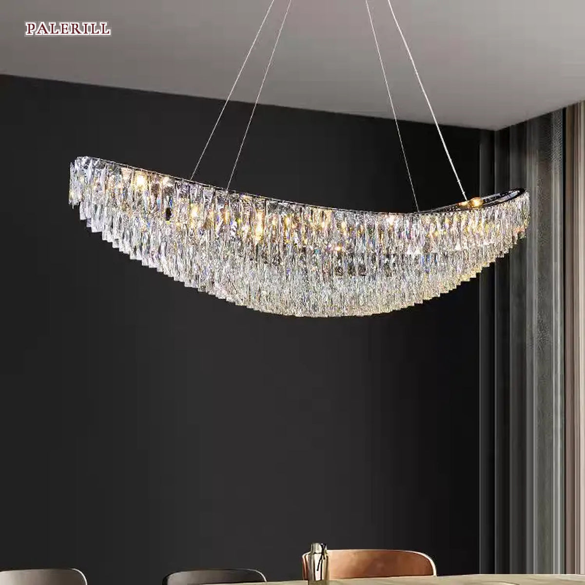 AM0503 — Light Luxury Linear Crystal Chandelier for Dining Rooms
