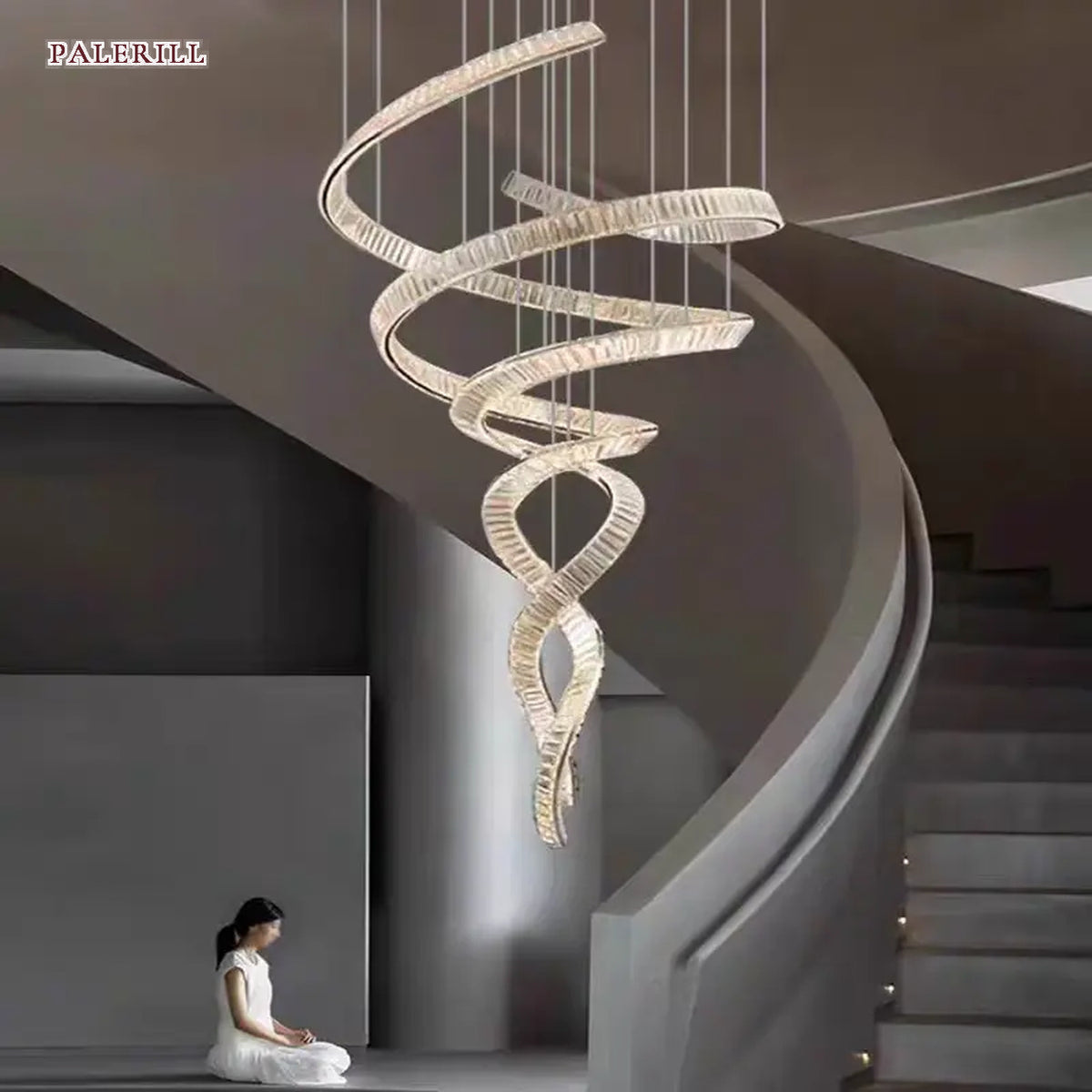 AM0550 — Light Luxury Linear Crystal Chandelier for Living Rooms