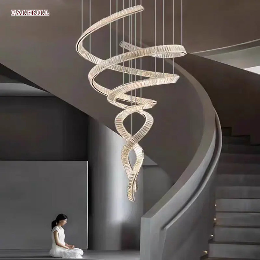 AM0550 — Light Luxury Linear Crystal Chandelier for Living Rooms