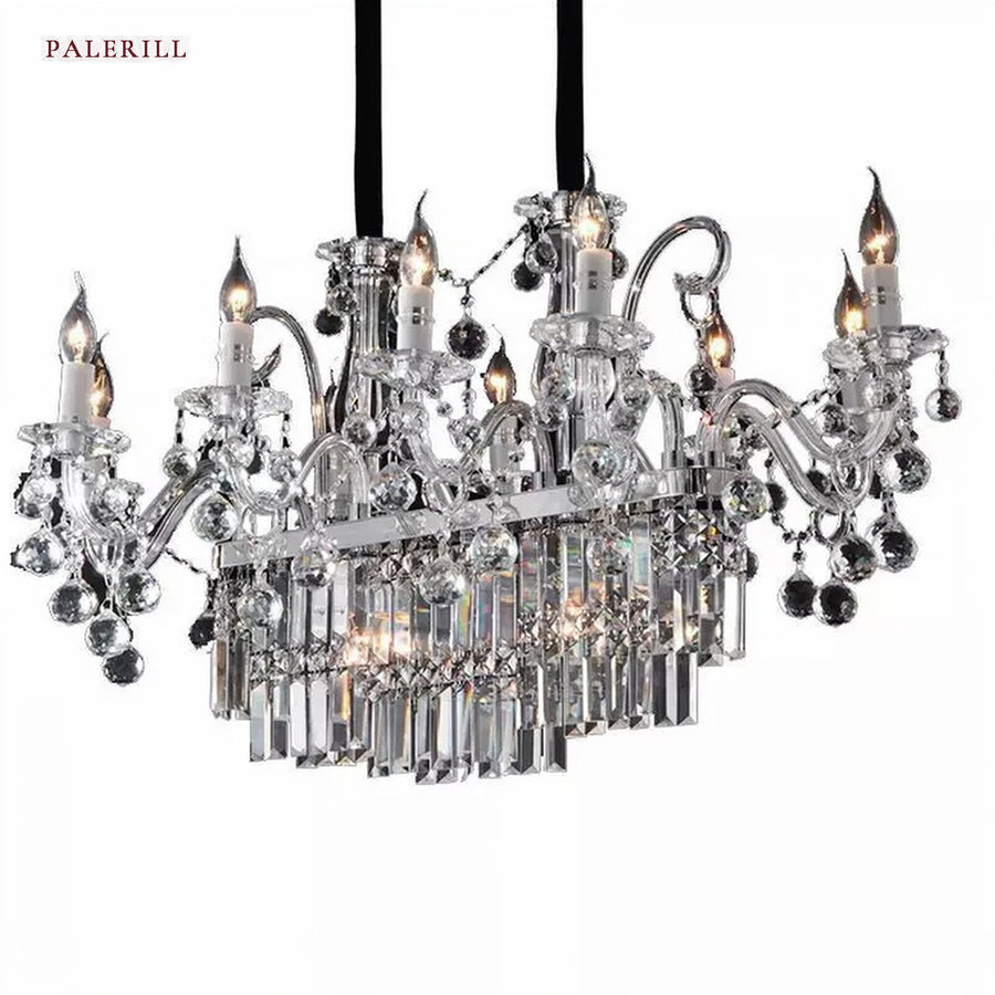AM0769 — European Rectangular Crystal Chandelier for Dining Rooms & Entryways