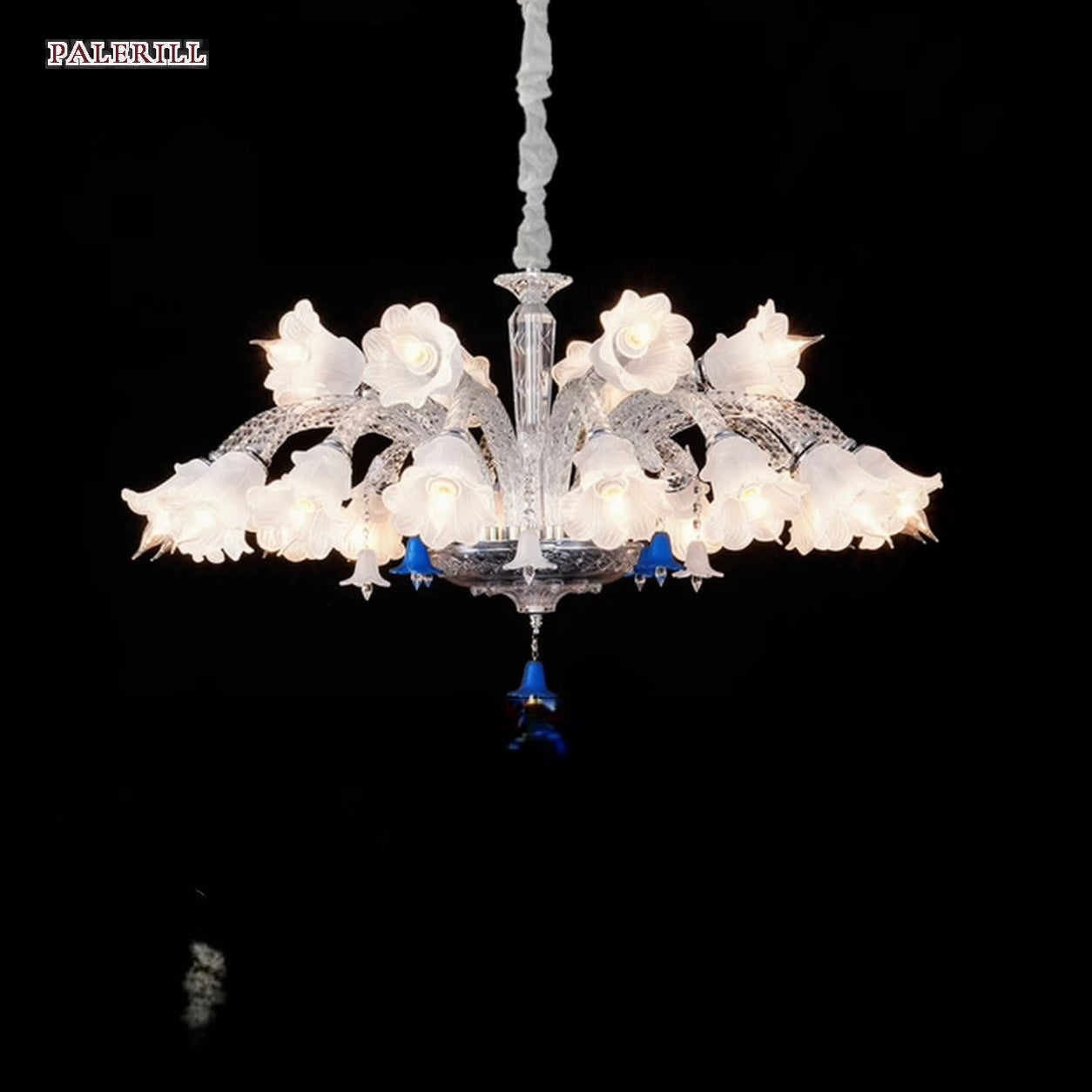 AM0841 — French Cream Crystal American Stainless Steel Chandelier for Living Rooms & Dining Rooms