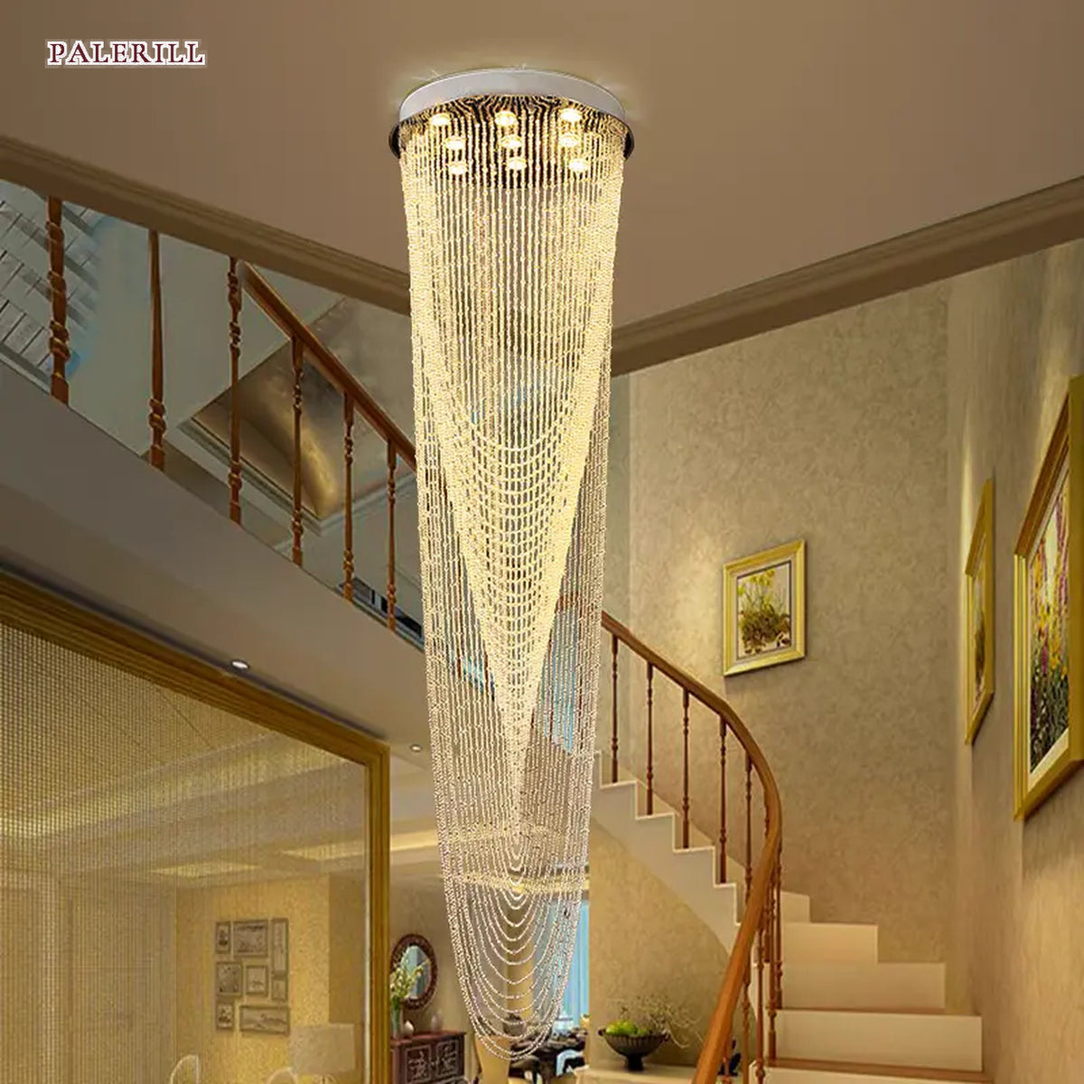 AM0552 — Minimalist Stairwell Crystal Chandelier for Living Rooms