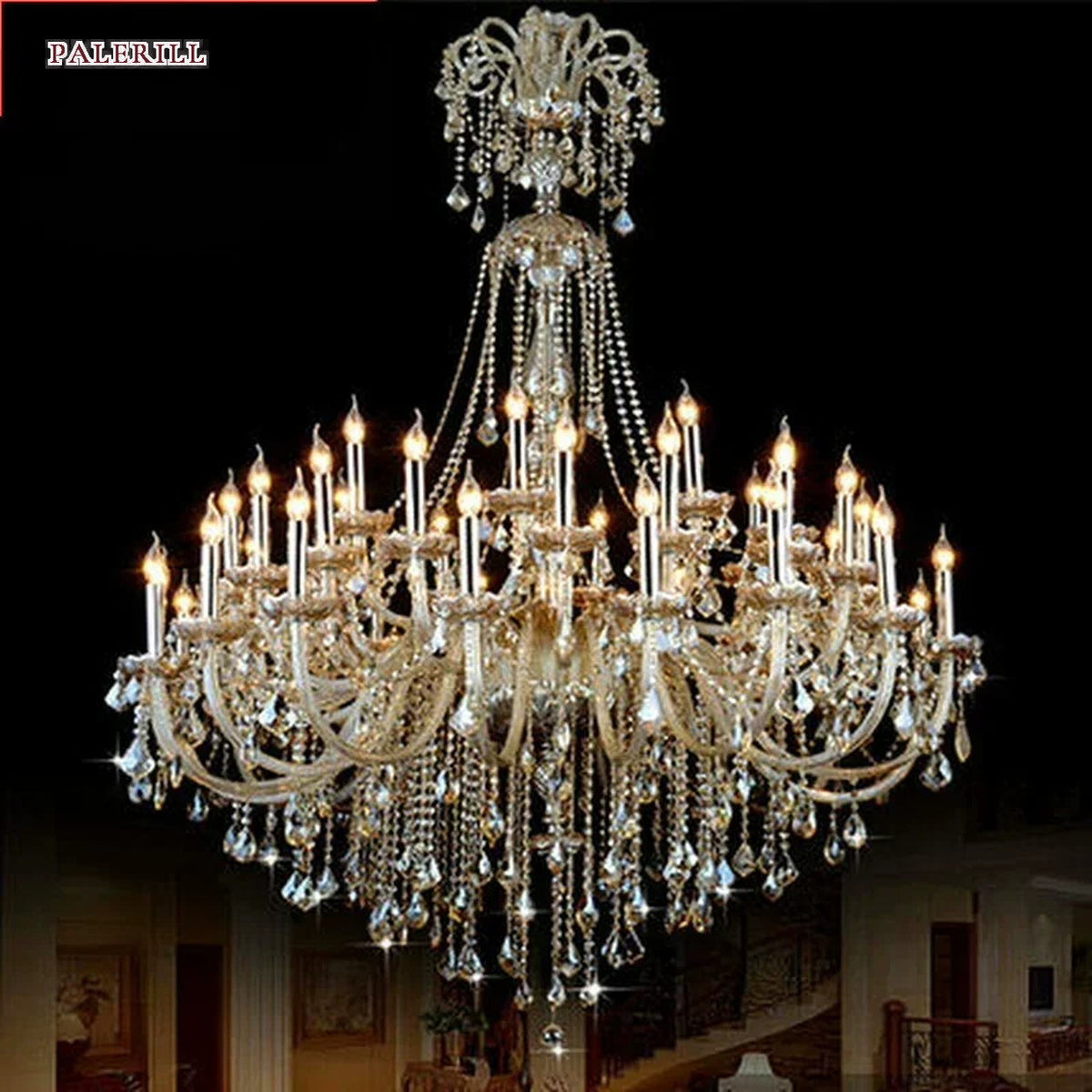 AM0780 — European Crystal Chandelier for Duplex Spaces & Stairwells