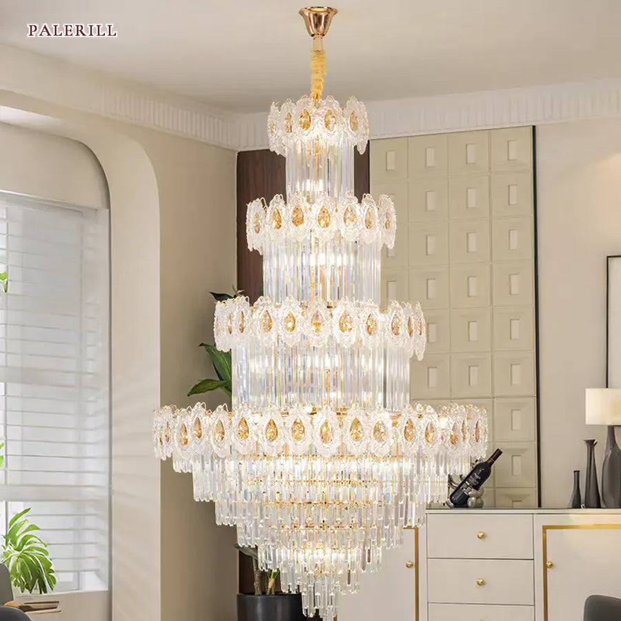 AM0645 — Light Luxury Spiral Staircase Crystal Chandelier for Living Rooms