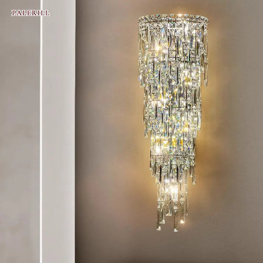 AM0480 — Light Luxury Stairwell Crystal Wall Light for Living Rooms