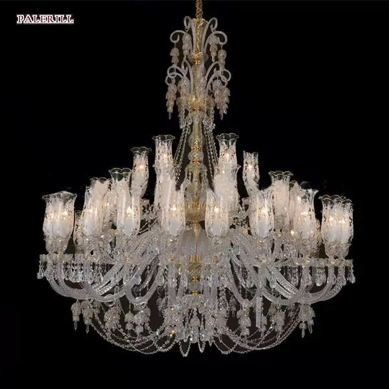 AM0844 — European Stairwell Duplex Glass Chandelier for Living Rooms