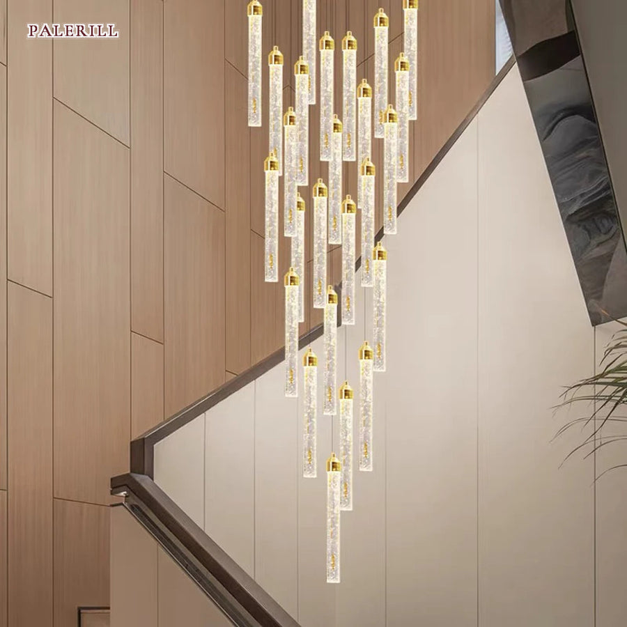 AM0495 — Modern Minimalist Spiral Staircase Crystal Chandelier for Stairwells