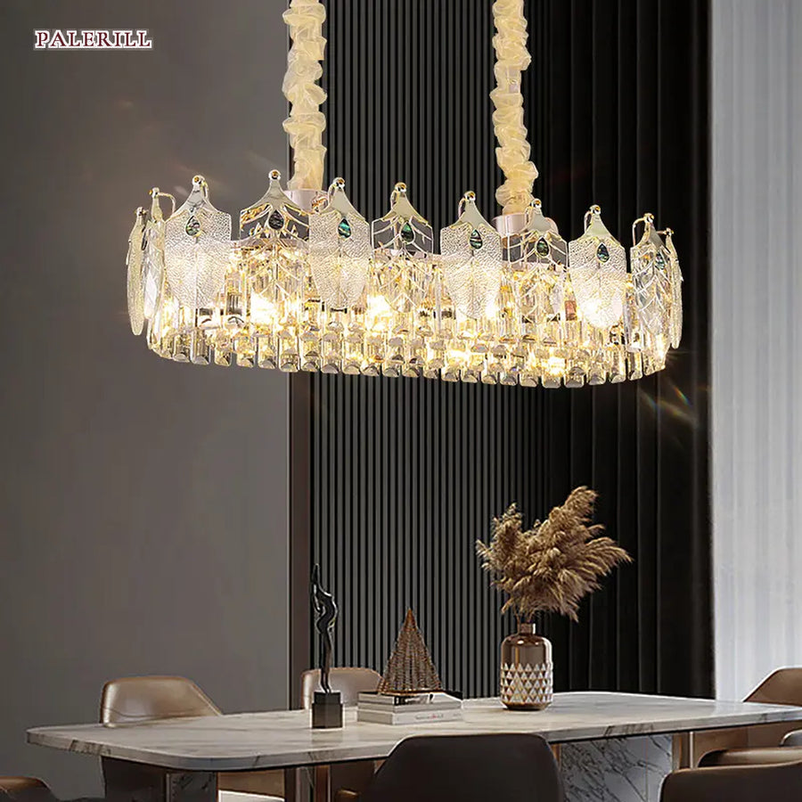 AM0700 — Light Luxury Shell K9 Crystal Chandelier for Living Rooms