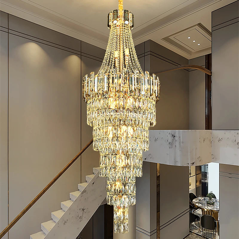 AM0039 · Modern Minimalist Stairwell Crystal Chandelier for Double-Height Spaces — AM0039, view 3