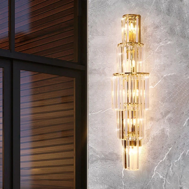 AM0080 · Crystal Wall Sconce Tiered Composition Wall Light for Double-Height Spaces — AM0080, view 3